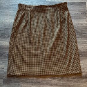 Casual Corner Annex Houndstooth Pencil Skirt Brown Black | Vintage Lined Midi